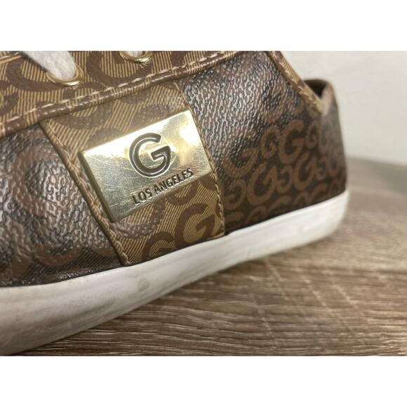G by GUESS Brown Leopard Print Sneakers‎ Women’s 9.5M Monogram Casual Shoes - Picture 4 of 12